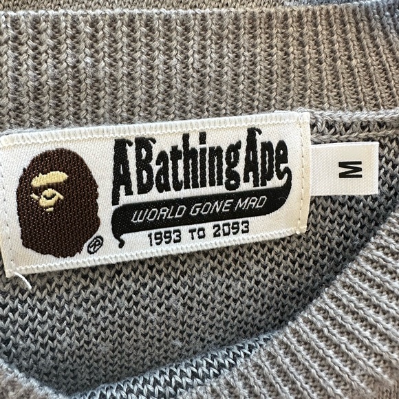BAPE A Bathing Ape Kanji Logo Knit Sweater Size M - Picture 3 of 6